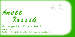 anett kossik business card